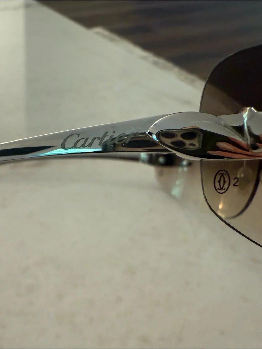 Cartier Rimless Gradient Brown Sunglasses